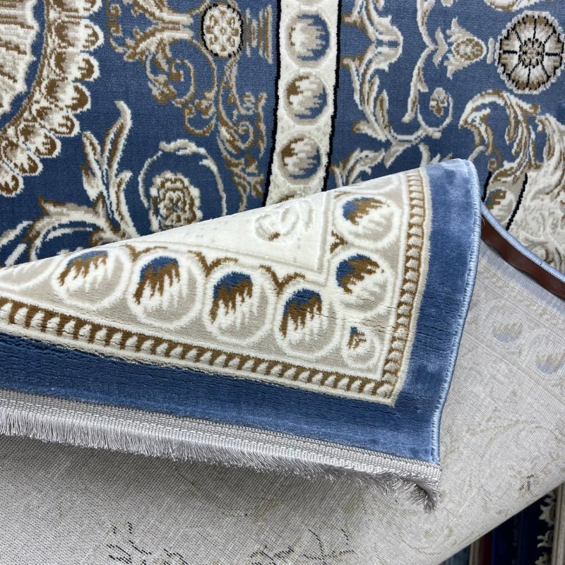 سجاد تركي تبريز كلاسيك سميك 43450F سماوي مقاس 500*700