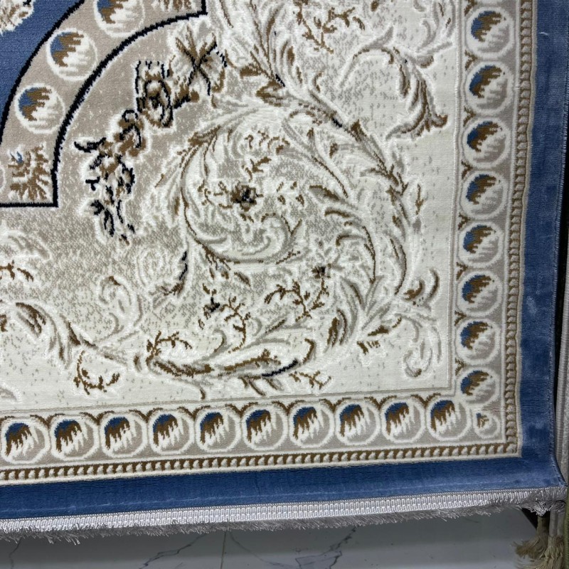 سجاد تركي تبريز كلاسيك سميك 43450F سماوي مقاس 500*700