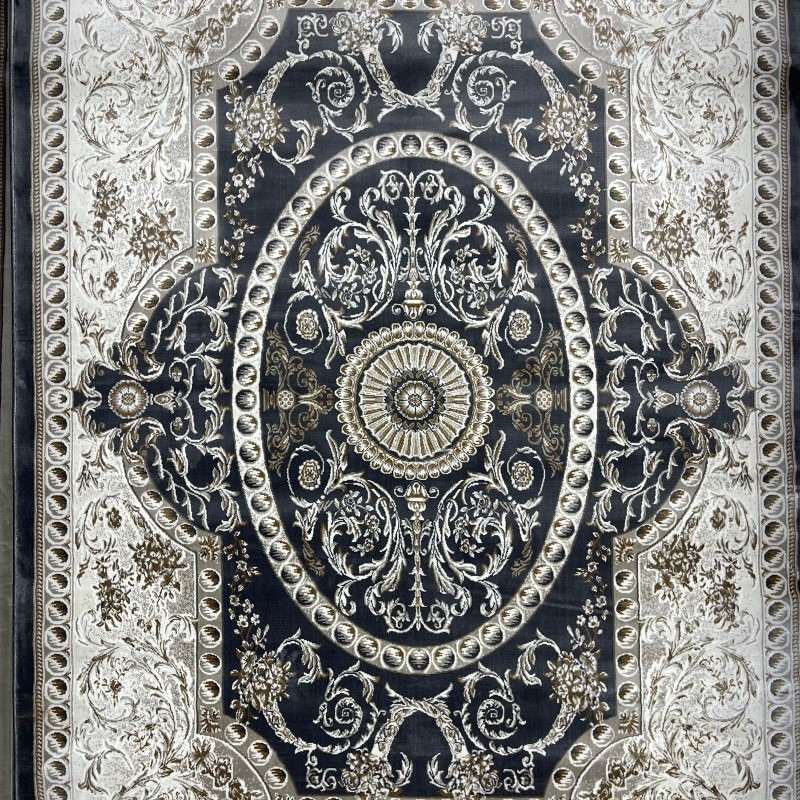 سجاد تركي تبريز كلاسيك سميك 43450F رصاصي مقاس 500*700