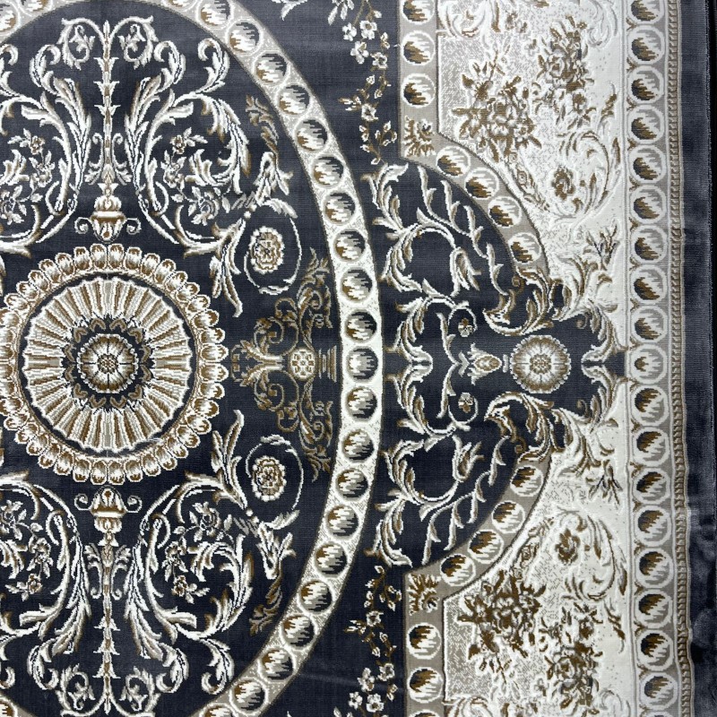 سجاد تركي تبريز كلاسيك سميك 43450F رصاصي مقاس 500*700