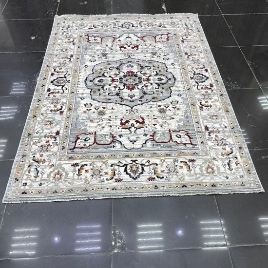 Turkish Bohemian Carpet A1541A Light Gray Size 80*100