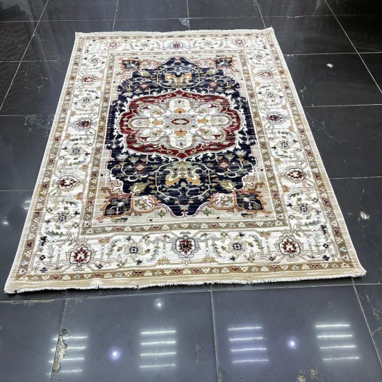 Turkish Bohemian Carpet A1541A Light Navy Beige Size 80*100