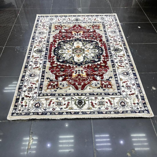 Turkish Bohemian Carpet A1541A Light Beige Burgundy Size 80*100