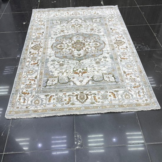 Turkish Bohemian Carpet A1541A Light Gray Cream Size 120*170