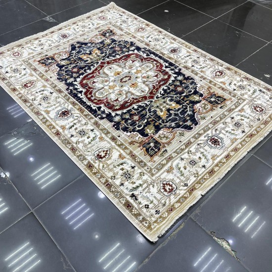 Turkish Bohemian Carpet A1541A Light Navy Beige Size 80*200