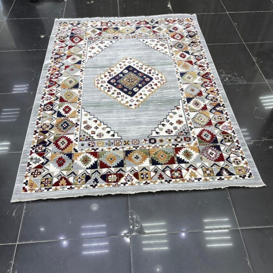 سجاد تركي بوهيمي A1588A كريم رصاصي مقاس 150*220