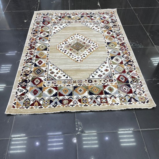 سجاد تركي بوهيمي A1588A بيج فاتح مقاس 150*220