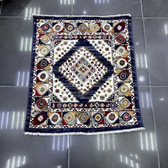 طقم بوهيمي سجاد تركي A1588A كحلي مقاس 150*220+80*200+80*100