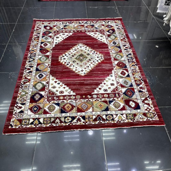 طقم بوهيمي سجاد تركي A1588A احمر  مقاس 150*220+80*200+80*100