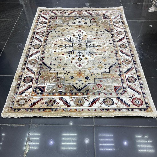 Turkish Bohemian Carpet DG559A Light beige Size 120*170