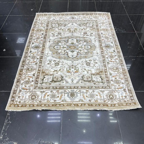 طقم بوهيمي سجاد تركي A1541A كريم بيج مقاس  150*220+80*200+80*100