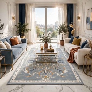 SARAY Turkish Rug Korean OZ723B BLUE - 100x300 cm Hallway