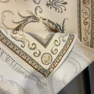 سجاد تركي ديفان 39465A كريم رصاصي مقاس 400*500