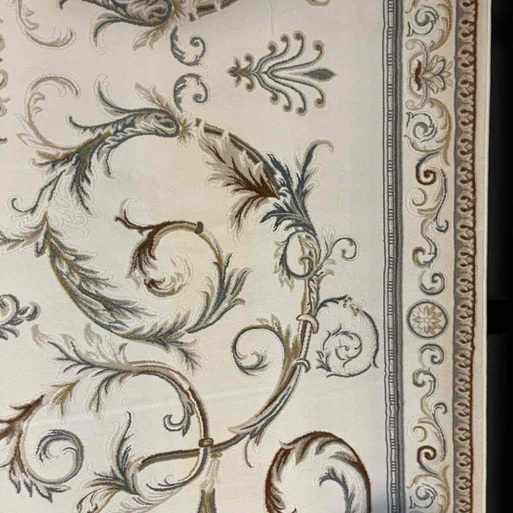 سجاد تركي ديفان 39465A كريم رصاصي مقاس 400*500