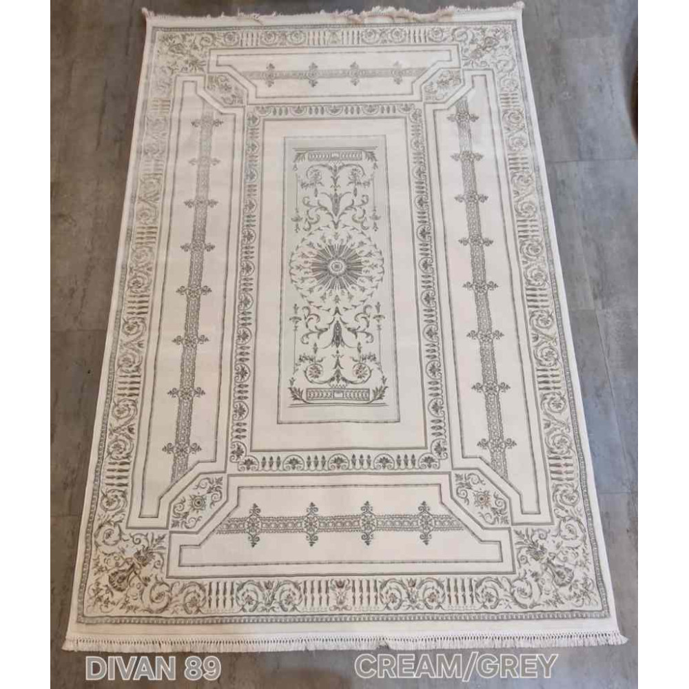 سجاد تركي ديفان 40989A كريم رصاصي مقاس 150*230