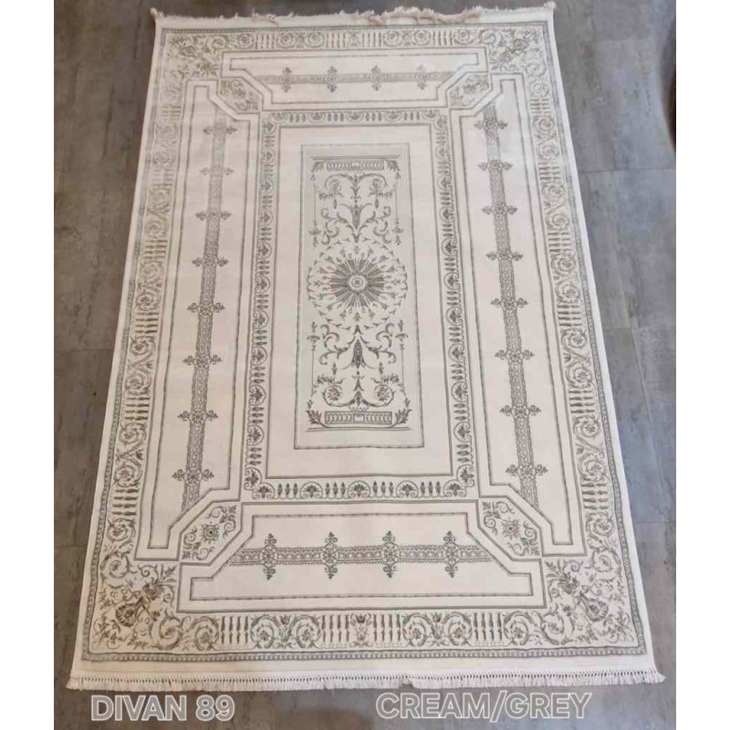 سجاد تركي ديفان 40989A كريم رصاصي مقاس 400*600