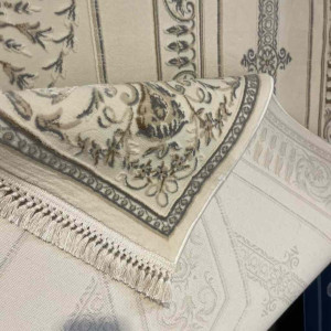 سجاد تركي ديفان 40989A كريم رصاصي مقاس 150*230