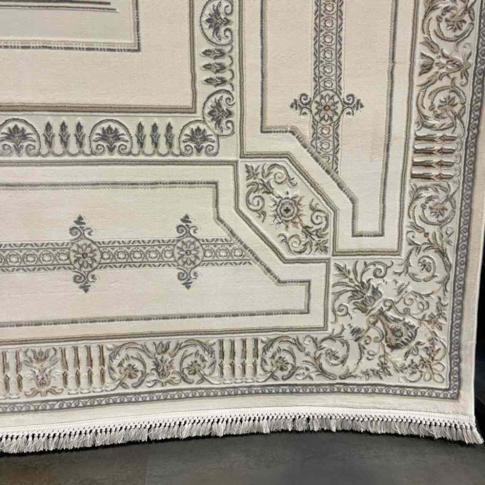 سجاد تركي ديفان 40989A كريم رصاصي مقاس 150*230