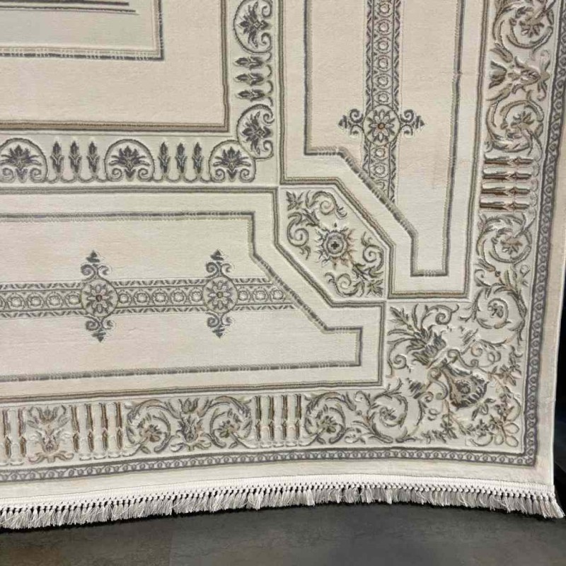 سجاد تركي ديفان 40989A كريم رصاصي مقاس 400*600
