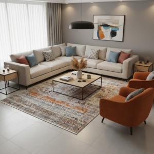 سجاد بوهيمي تركي امبيرا KO80A بيج انثراسيت مقاس 300*400