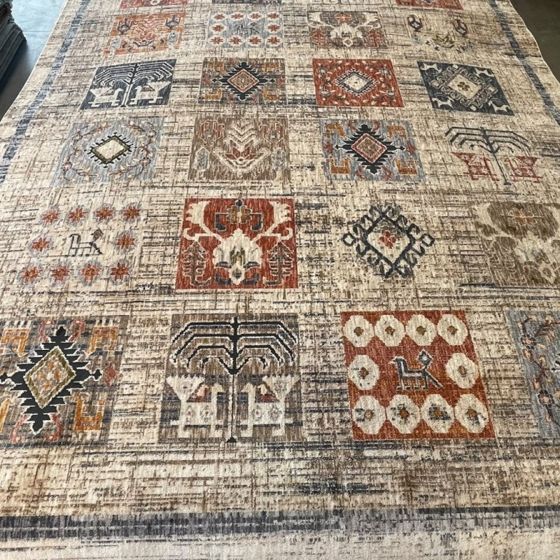 سجاد بوهيمي تركي امبيرا O307G بيج مولتي روز مقاس 200*300 - سجاد بوهيمي