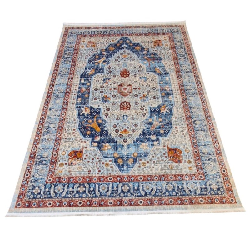 سجاد بوهيمي تركي امبيرا KP81B كريم سماوي غامق مقاس 100*300