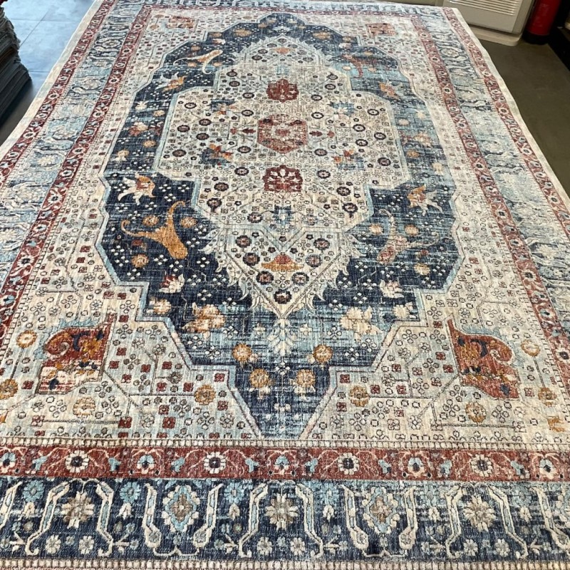 سجاد بوهيمي تركي امبيرا KP81B كريم سماوي غامق مقاس 100*300