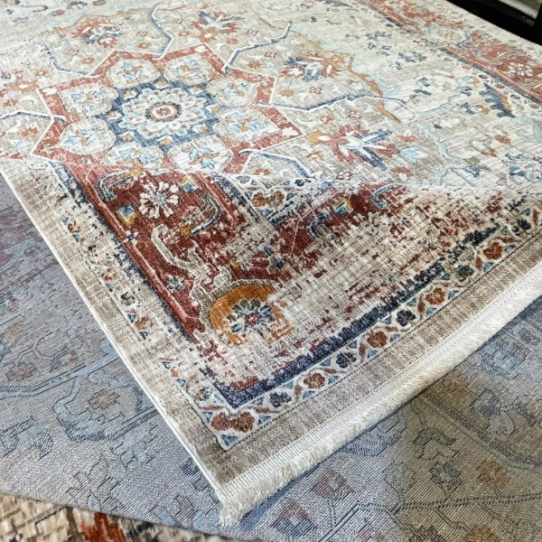 Turkish Bohemian rugs EMPIRE KP82C Cream red Size 250*350