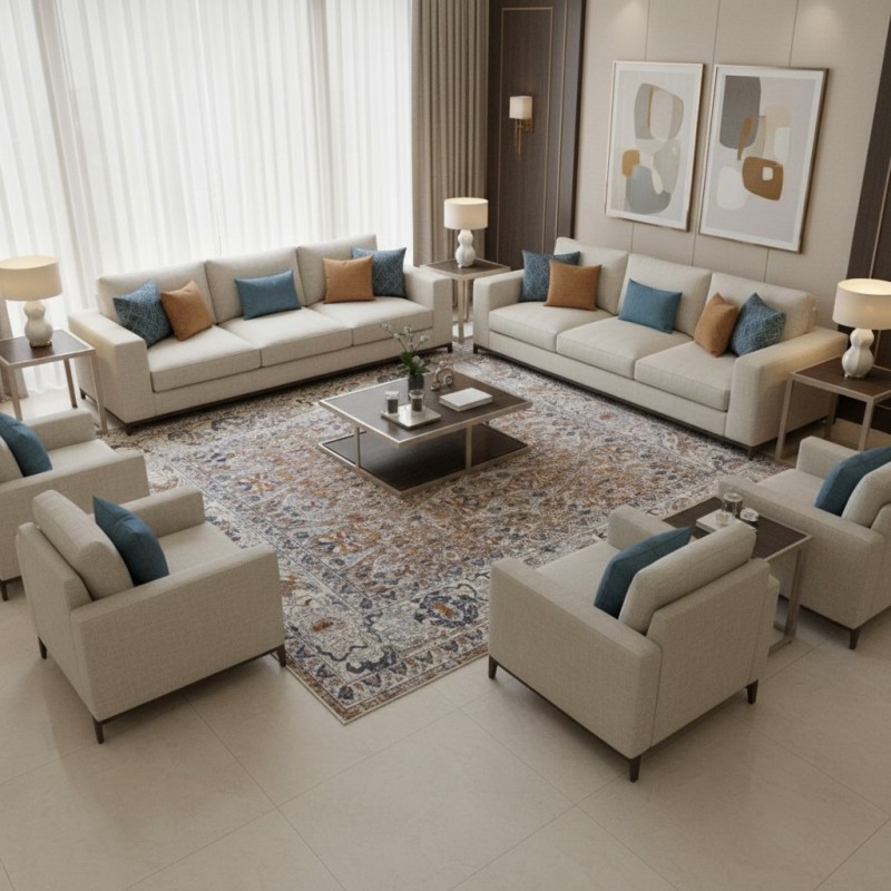 سجاد بوهيمي تركي امبيرا KP94C بيج غامق مقاس 300*400 - سجاد بوهيمي
