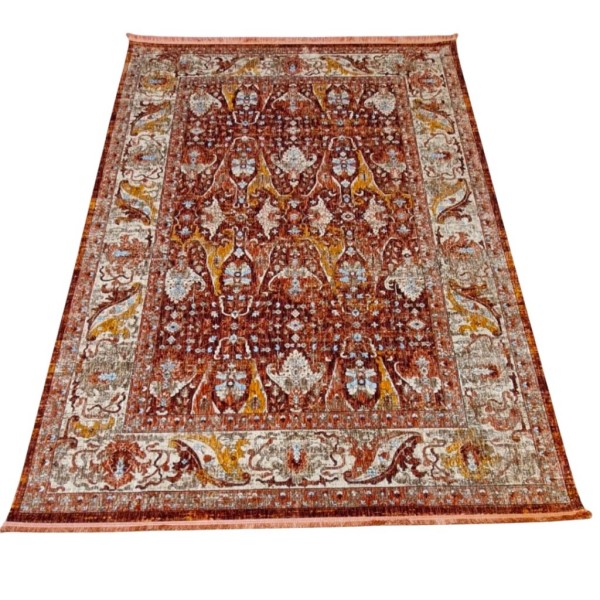 Turkish Bohemian rugs EMPIRE KP94D RED CREAM Size 80*150