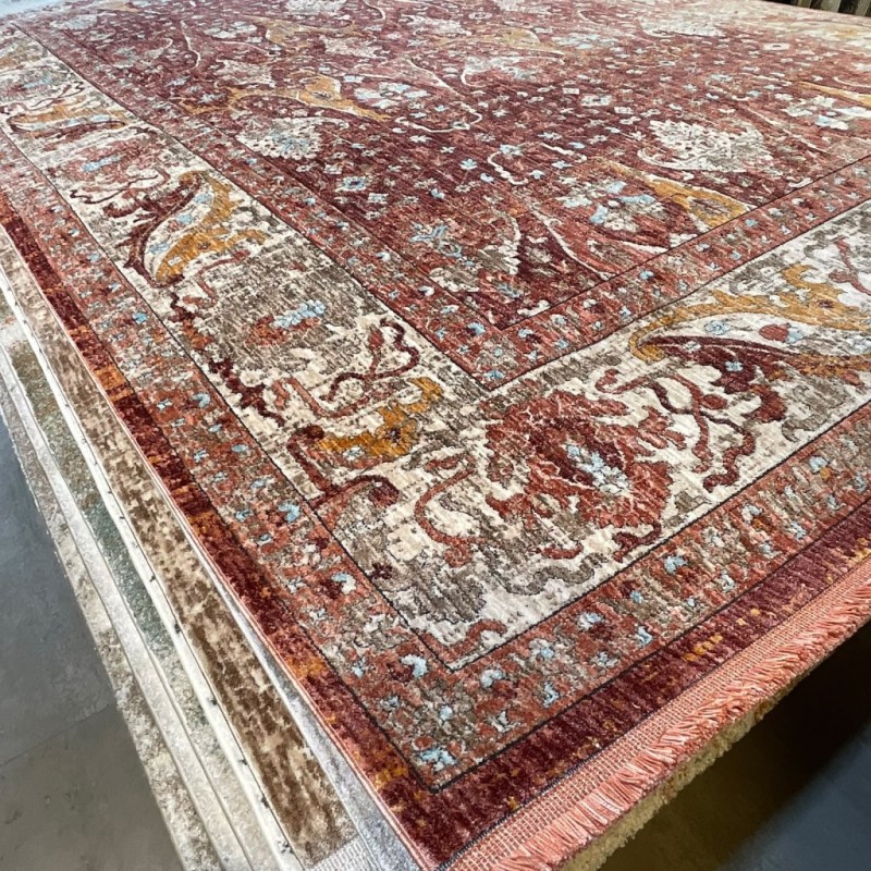 سجاد بوهيمي تركي امبيرا KP94D احمر كريم مقاس 80*150 - سجاد بوهيمي
