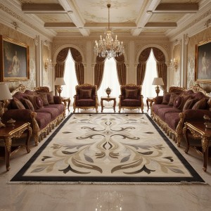 LARA Turkish Designer Rugs 42762A CREAM BLACK size 250*350