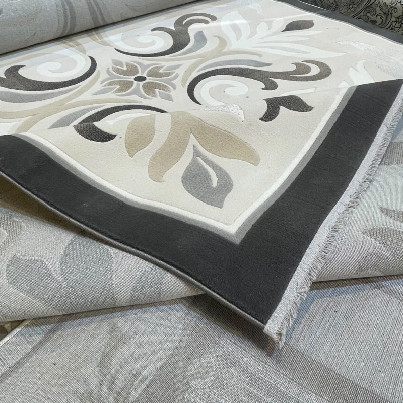 LARA Turkish Designer Rugs 42762A CREAM BLACK size 250*350 LARA Turkish Designer Rugs 42762A CREAM BLACK size 250*350