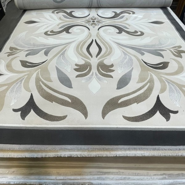 LARA Turkish Designer Rugs 42762A CREAM BLACK size 150*220