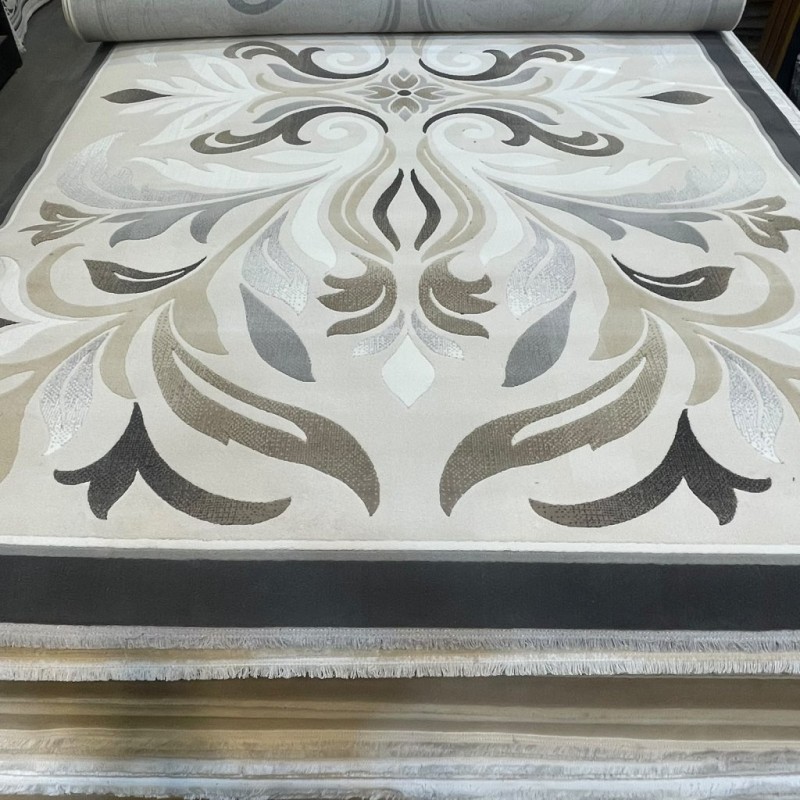 LARA Turkish Designer Rugs 42762A CREAM BLACK size 250*350 LARA Turkish Designer Rugs 42762A CREAM BLACK size 250*350