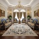 LARA Turkish Designer Rugs 42762A CREAM BLUE size 80*150 LARA Turkish Designer Rugs 42762A CREAM BLUE size 80*150