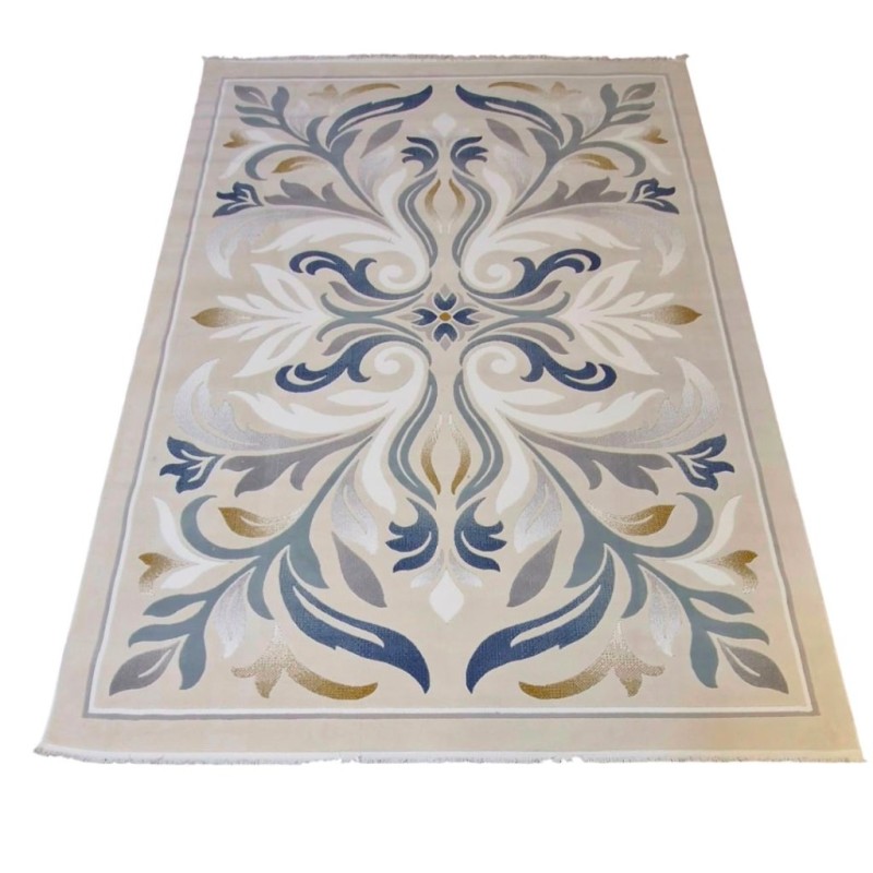 LARA Turkish Designer Rugs 42762A CREAM BLUE size 80*150 LARA Turkish Designer Rugs 42762A CREAM BLUE size 80*150