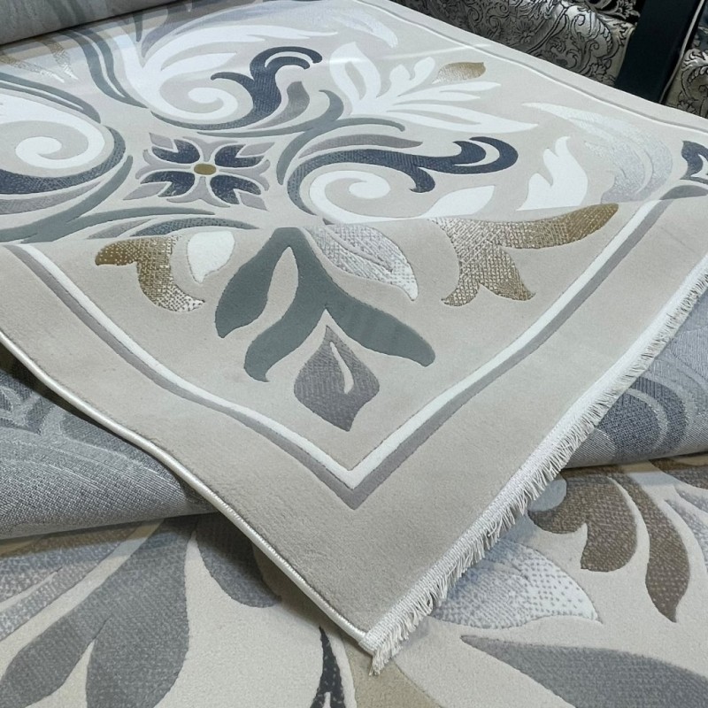 LARA Turkish Designer Rugs 42762A CREAM BLUE size 80*150 LARA Turkish Designer Rugs 42762A CREAM BLUE size 80*150