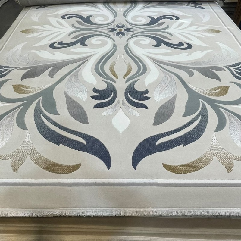 LARA Turkish Designer Rugs 42762A CREAM BLUE size 80*150 LARA Turkish Designer Rugs 42762A CREAM BLUE size 80*150