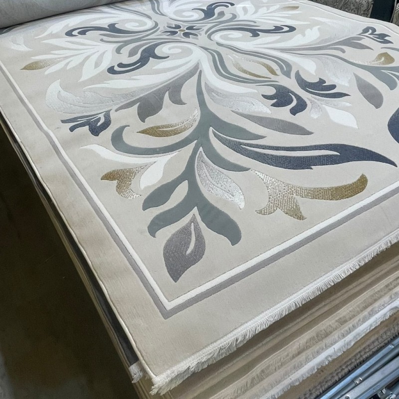 LARA Turkish Designer Rugs 42762A CREAM BLUE size 80*150 LARA Turkish Designer Rugs 42762A CREAM BLUE size 80*150