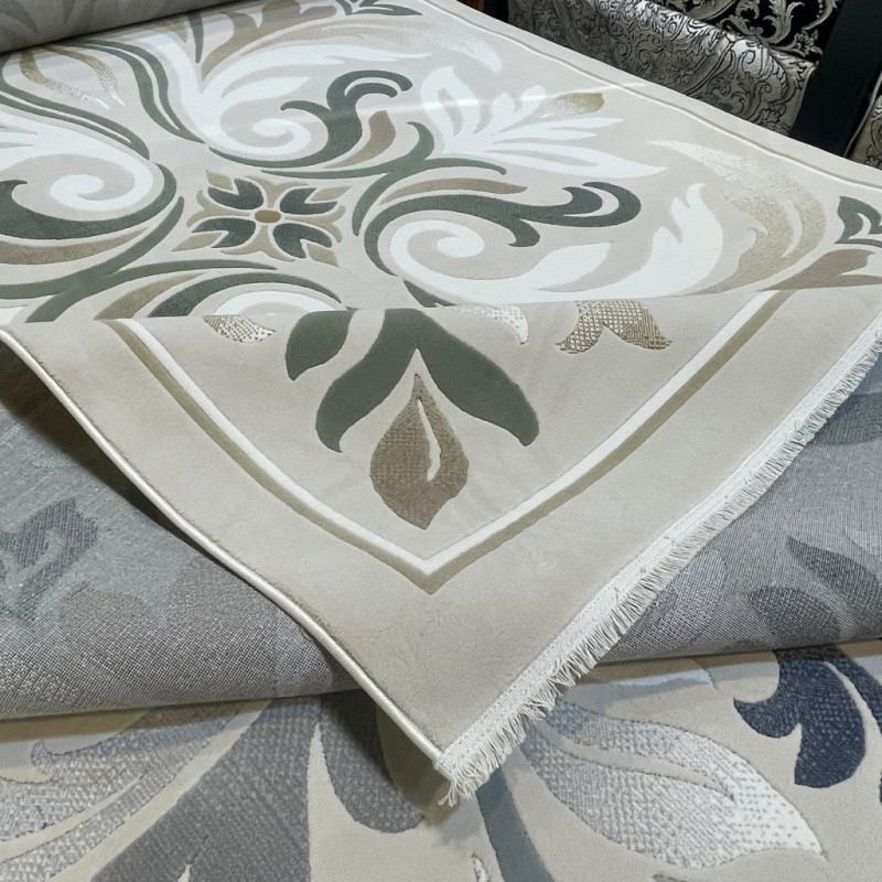 LARA Turkish Designer Rugs 42762A CREAM GREEN size 400*500 LARA Turkish Designer Rugs 42762A CREAM GREEN size 400*500