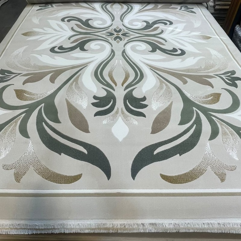 LARA Turkish Designer Rugs 42762A CREAM GREEN size 400*500 LARA Turkish Designer Rugs 42762A CREAM GREEN size 400*500
