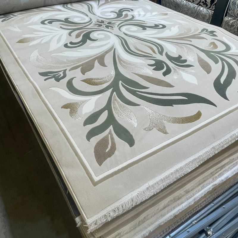 LARA Turkish Designer Rugs 42762A CREAM GREEN size 400*500 LARA Turkish Designer Rugs 42762A CREAM GREEN size 400*500