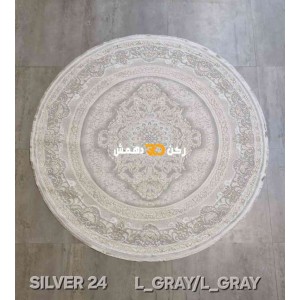 Turkish Silver 24 Light Gray Round Rug Size 150*150
