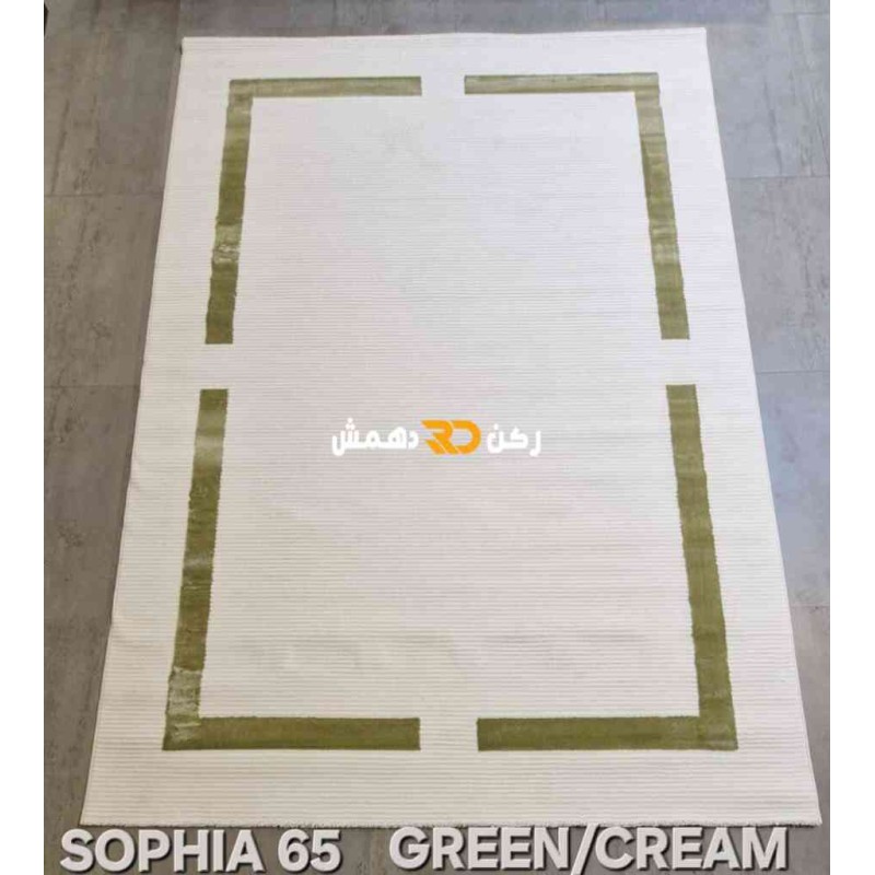 سجاد تركي اطار برواز صوفيا 65 كريم اخضر مقاس 100*300