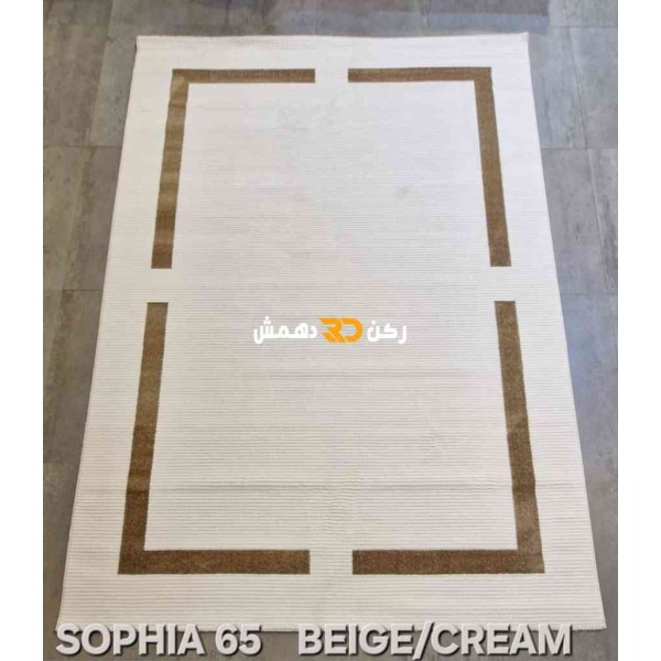 Turkish rug framed Sofia 65 cream and Dark beige size 300*400