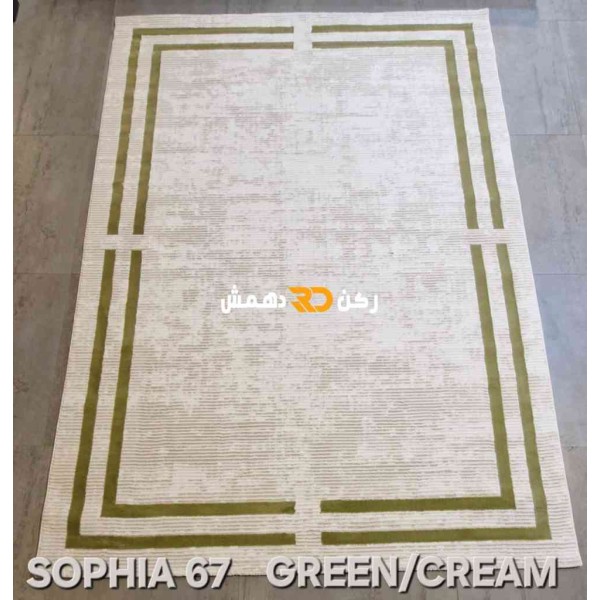 سجاد تركي اطار برواز صوفيا 67 كريم اخضر مقاس 100*300