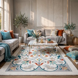antalya Rug French Turkish Design P0058A Cream light gray 100*300