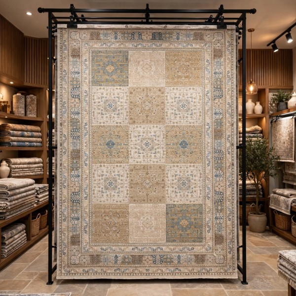 سجاد مكناس بوهيمي تركي OL406C كريم مقاس 100*300