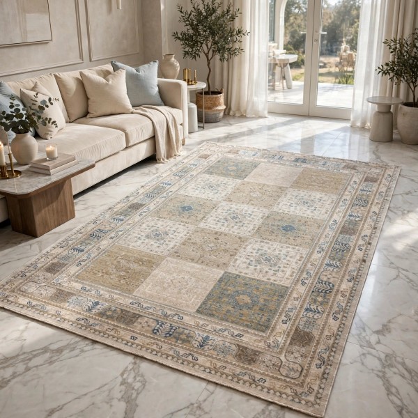 سجاد مكناس بوهيمي تركي OL406C كريم مقاس 100*300
